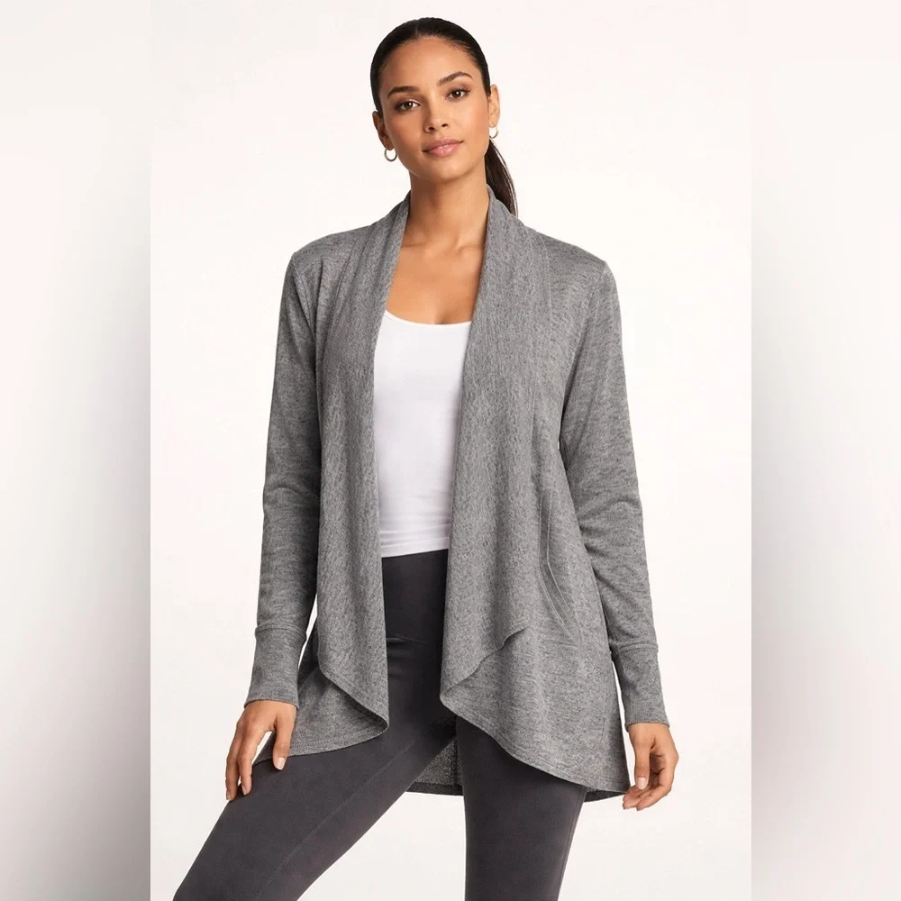 Athleta Pranayama Wrap Marled Gray Open Front Cardigan Yoga Lounge XXS - Picture 1 of 8